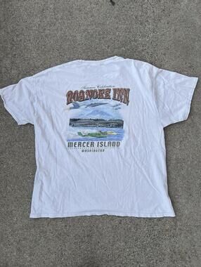 Washington Mercer Island Lee Sportswear USA Flag Tee White Large VTG Style